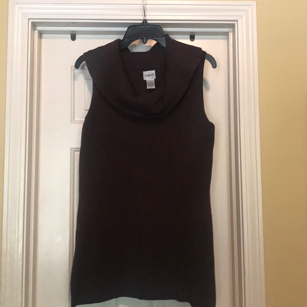 Sleeveless Brown cowl neck sweater- Chico’s size 1 ( Ladies size 8-10)